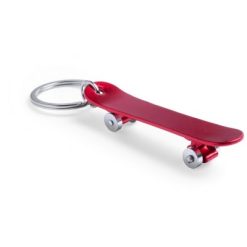 Portachiavi personalizzati, apribottiglie "skateboard" rosso, alluminio, 1,5 x 7,6 x 1,5 cm