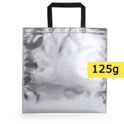 Borsa in TNT personalizzata, argento, TNT laminato, 45 x 44 cm