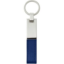 Portachiavi personalizzati blu scuro, PU, 12,8 x 1,9 x 0,5 cm