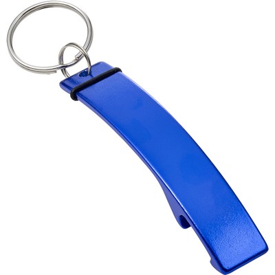 Portachiavi personalizzati, apribottiglie blu, metallo, alluminio, 7,8 x 1,4 x 0,9 cm