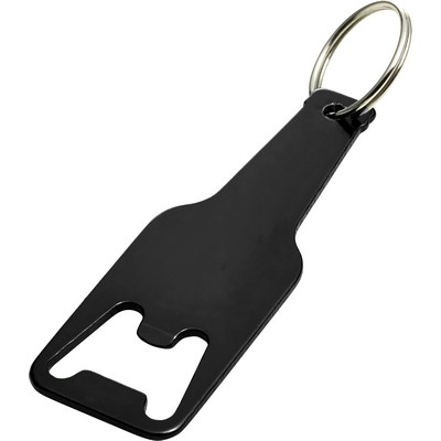 Portachiavi personalizzati, apribottiglie bottiglia nero, metallo,  alluminio, 9 x 3 x 0,3 cm - Cintapunto® Italia