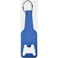 Portachiavi personalizzati, apribottiglie "bottiglia" blu, metallo, alluminio, 9 x 3 x 0,3 cm