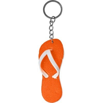Portachiavi personalizzati "infradito" arancione, metallo, PVC, EVA, 8 x 3 x 0,5 cm