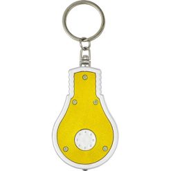 Portachiavi personalizzati "lampadina" giallo, ABS, 6 x 3,7 x 1 cm