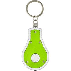 Portachiavi personalizzati "lampadina" verde lime, ABS, 6 x 3,7 x 1 cm
