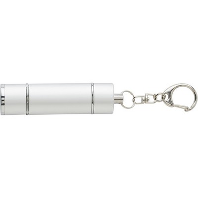 Torcia LED tascabile, Portachiavi personalizzati argento, ABS, alluminio, 7,8 x 2 x 1,6 cm