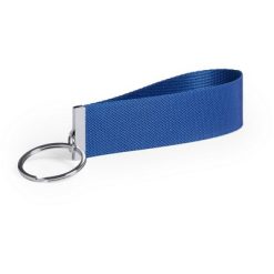 Portachiavi personalizzati con un ciondolo blu, metallo, poliestere, 2,5 x 12 x 0,5 cm