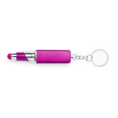 Portachiavi personalizzati "rossetto", penna, touch pen rosa, ABS, 1,6 x 7,2 x 1,6 cm