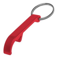 Portachiavi personalizzati, apribottiglie rosso, alluminio, 5,5 x 1 cm