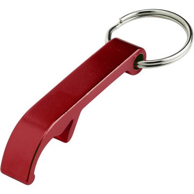 Portachiavi personalizzati, apribottiglie rosso, alluminio, 5,5 x 1 cm