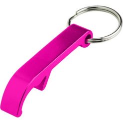 Portachiavi personalizzati, apribottiglie rosa, alluminio, 5,5 x 1 cm