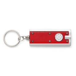 Portachiavi personalizzati, 1 luce LED rosso, plastica, metallo, 6 x 2,5 x 0,5 cm