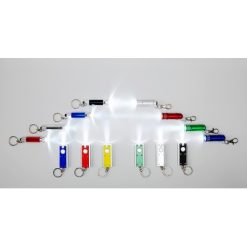 Portachiavi personalizzati, 1 luce LED giallo, plastica, metallo, 6 x 2,5 x 0,5 cm