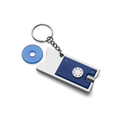 Portachiavi personalizzati, gettone da spesa, torcia LED blu scuro, plastica, metallo, 6,8 x 2,9 x 0,8 cm