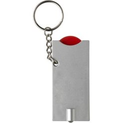 Portachiavi personalizzati, gettone da spesa, torcia LED rosso, plastica, metallo, 6,8 x 2,9 x 0,8 cm