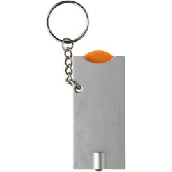 Portachiavi personalizzati, gettone da spesa, torcia LED arancione, plastica, metallo, 6,8 x 2,9 x 0,8 cm