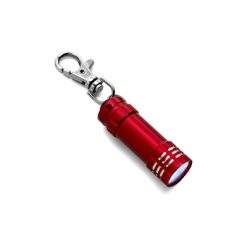 Portachiavi personalizzati con moschettone, 3 luci LED rosso, metallo, Ø1,7 x 5,3 cm