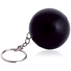 Portachiavi personalizzati, palla antistress nero, Schiuma PU, Ø4 cm