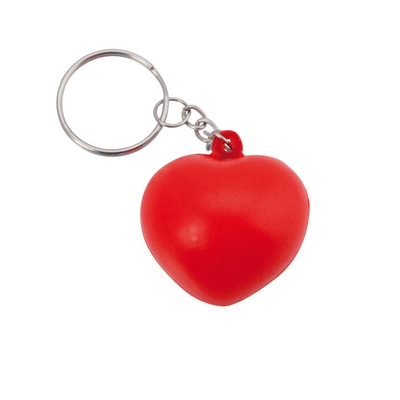 Portachiavi personalizzati, antistress cuore rosso, PU, metallo, 3,5 x  3,1 x 2,6 cm - Cintapunto® Italia