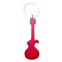 Portachiavi personalizzati, apribottiglie "chitarra elettrica" rosso, alluminio, 2,7 x 7,5 x 0,3 cm