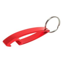 Portachiavi personalizzati, apribottiglie rosso, alluminio, 1,3 x 6,7 x 1,5 cm