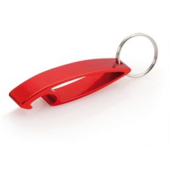 Portachiavi personalizzati, apribottiglie rosso, alluminio, 1,3 x 6,7 x 1,5 cm