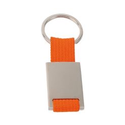Portachiavi personalizzati con badge in metallolo arancione, metallo, poliestere, 2,8 x 6,5 x 0,4 cm