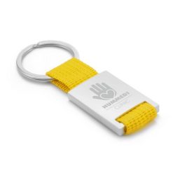 Portachiavi personalizzati con badge in metallolo giallo, metallo, poliestere, 2,8 x 6,5 x 0,4 cm