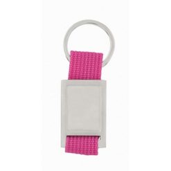 Portachiavi personalizzati con spazio per l'incisione rosa, metallo, poliestere, 2,7 x 6 x 0,6 cm