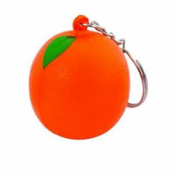 Portachiavi personalizzati, antistress di frutta o verdura arancione, PU, Ø4,5 x 3 cm