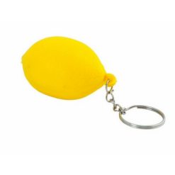 Portachiavi personalizzati, antistress di frutta o verdura giallo, PU, Ø4,5 x 3 cm