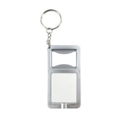 Portachiavi personalizzati, apribottiglie con lampadina LED bianco, plastica, metallo, 7,2 x 3,9 x 0,8 cm