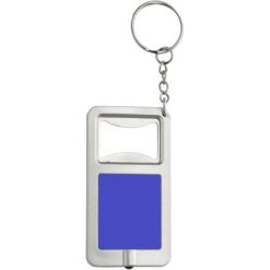 Portachiavi personalizzati, apribottiglie con lampadina LED blu, plastica, metallo, 7,2 x 3,9 x 0,8 cm