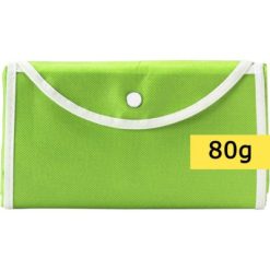 Borsa in TNT personalizzata, pieghevole, verde chiaro, TNT 80 g/m2, 11 x 19,3 x 2,5 cm