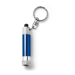 Portachiavi personalizzati, 1 luce LED blu, alluminio, metallo, Ø1,5 x 10,5 cm