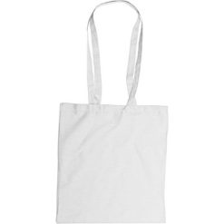 Borse in tessuto personalizzate bianco, cotone 110 g/m2, 38 x 42 x 0,1 cm (maniglie 2,5 x 85 cm)