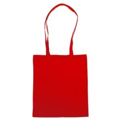 Borse in tessuto personalizzate rosso, cotone 110 g/m2, 38 x 42 x 0,1 cm (maniglie 2,5 x 85 cm)