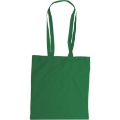 Borse in tessuto personalizzate verde, cotone 110 g/m2, 38 x 42 x 0,1 cm (maniglie 2,5 x 85 cm)