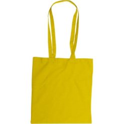 Borse in tessuto personalizzate giallo, cotone 110 g/m2, 38 x 42 x 0,1 cm (maniglie 2,5 x 85 cm)