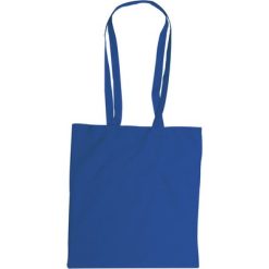 Borse in tessuto personalizzate blu, cotone 110 g/m2, 38 x 42 x 0,1 cm (maniglie 2,5 x 85 cm)