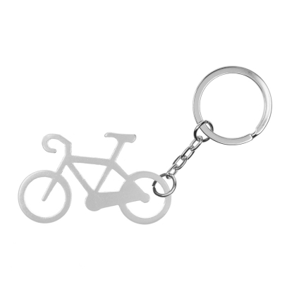 Portachiavi personalizzati "bicicletta" argento, alluminio, 3,5 x 5,7 x 0,4 cm