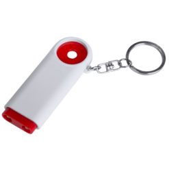 Portachiavi personalizzati, gettone da spesa, torcia LED rosso, ABS, 2,5 x 7 x 1 cm