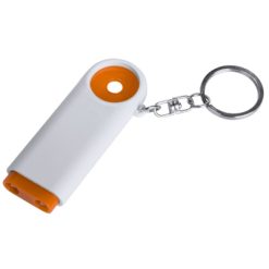Portachiavi personalizzati, gettone da spesa, torcia LED arancione, ABS, 2,5 x 7 x 1 cm