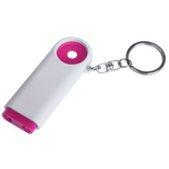 Portachiavi personalizzati, gettone da spesa, torcia LED rosa, ABS, 2,5 x 7 x 1 cm