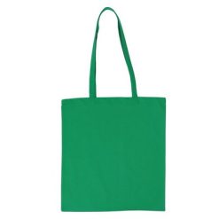 Borse in tessuto personalizzate verde, cotone 140 g/m2, 38 x 42 cm (maniglie 70 x 2 cm)