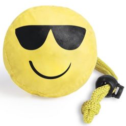 Borsa pieghevole in poliestere, "faccina sorridente", giallo, poliestere 190T, 40 x 38 cm