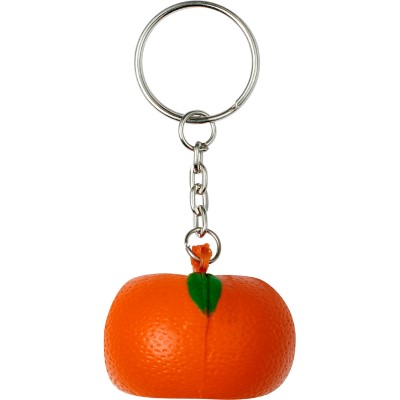 Portachiavi personalizzati, frutta antistress arancione, metallo, PU, 6,3 x 2 cm
