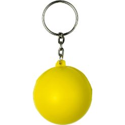 Portachiavi personalizzati, antistress "faccia sorridente" giallo, metallo, PU, Ø4 cm