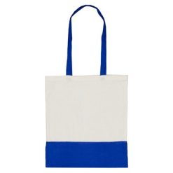 Borse in tessuto personalizzate blu scuro, cotone 140 g/m2, 38 x 42 cm (maniglie 70 x 2 cm)