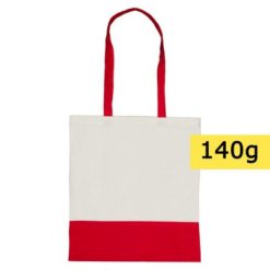 Borse in tessuto personalizzate rosso, cotone 140 g/m2, 38 x 42 cm (maniglie 70 x 2 cm)